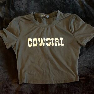 SHEIN Black Tee with Cowgirl Graphic